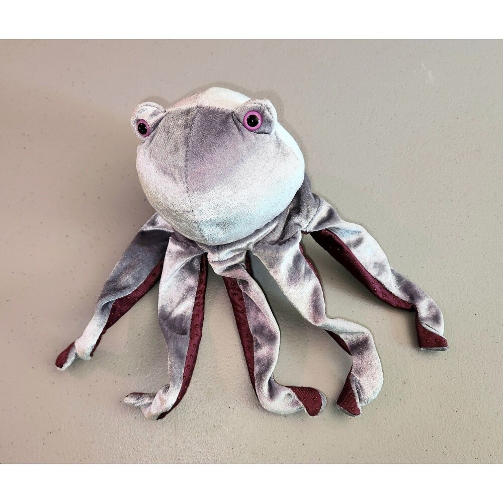 CALTOY Octopus 5 Fingers Hand Puppet Plush Toy Gray Purple Sea Creature #02